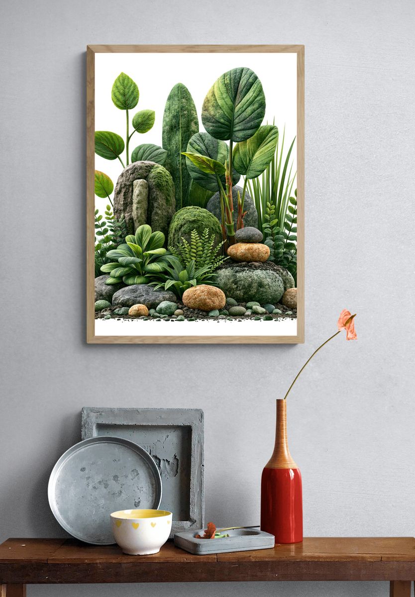 Lush Botanical Stones Poster. — room view 3
