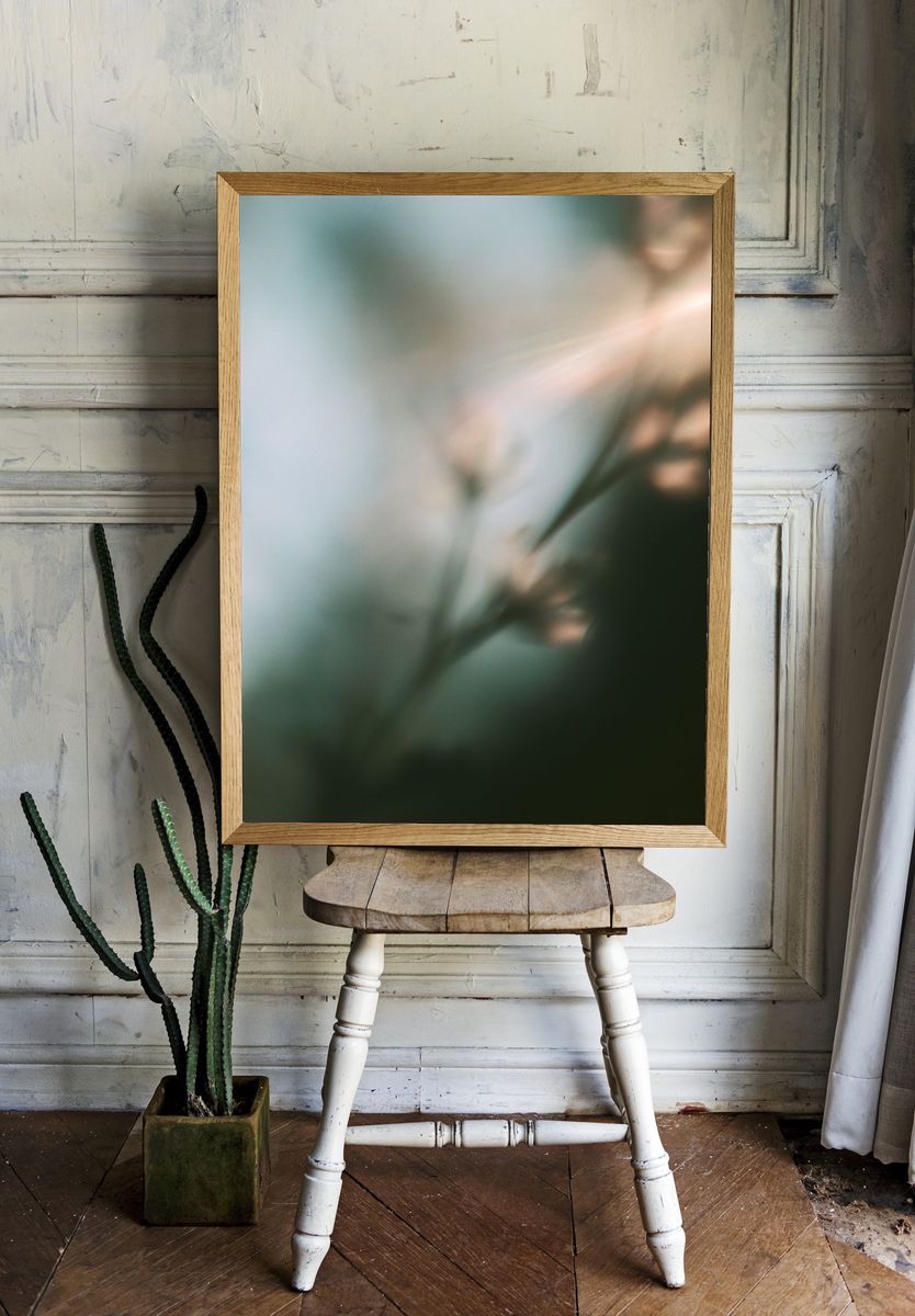 Soft Botanical Blur Print. room preview