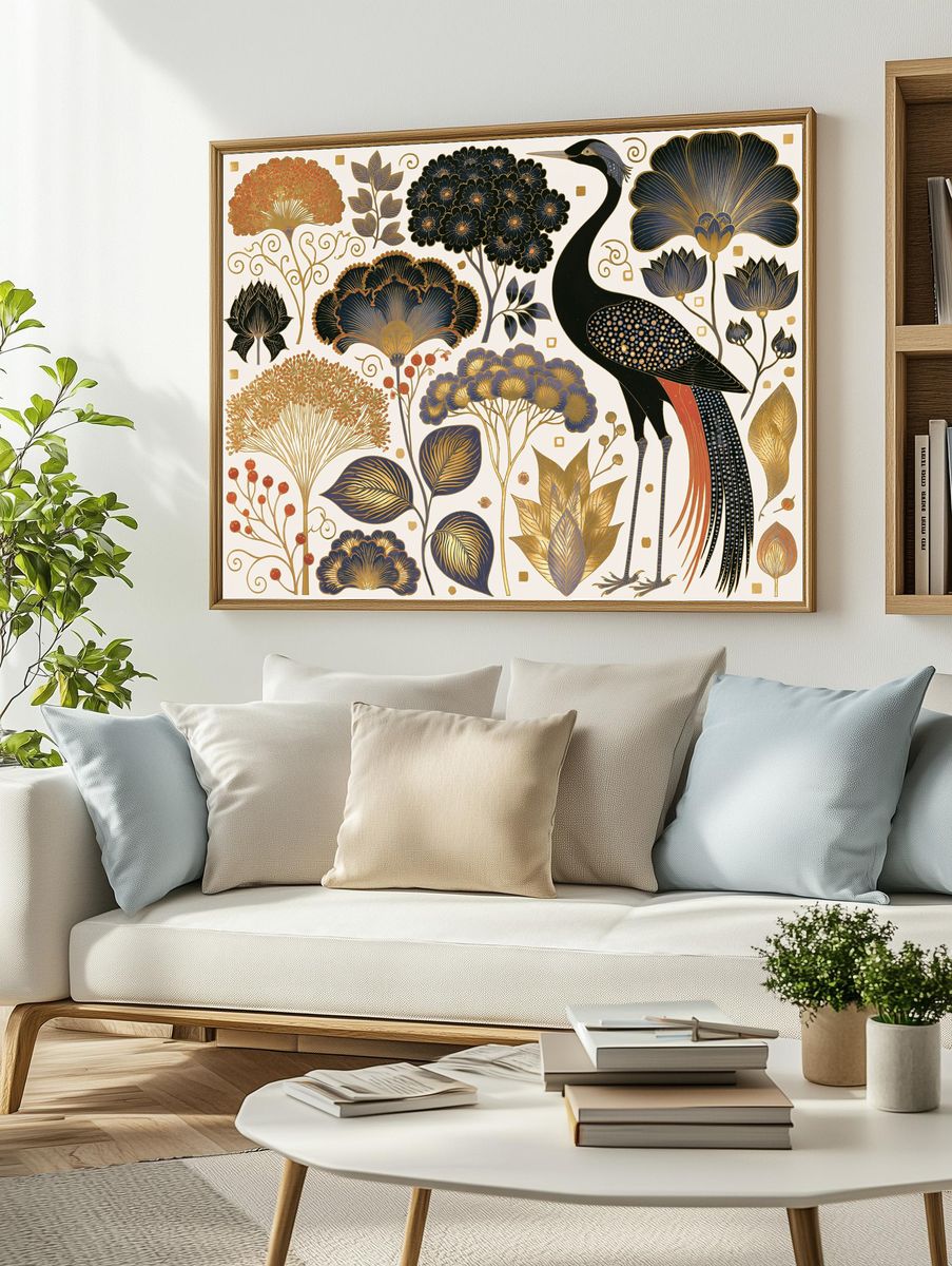 Art Nouveau Crane Botanical Print. — room view 2