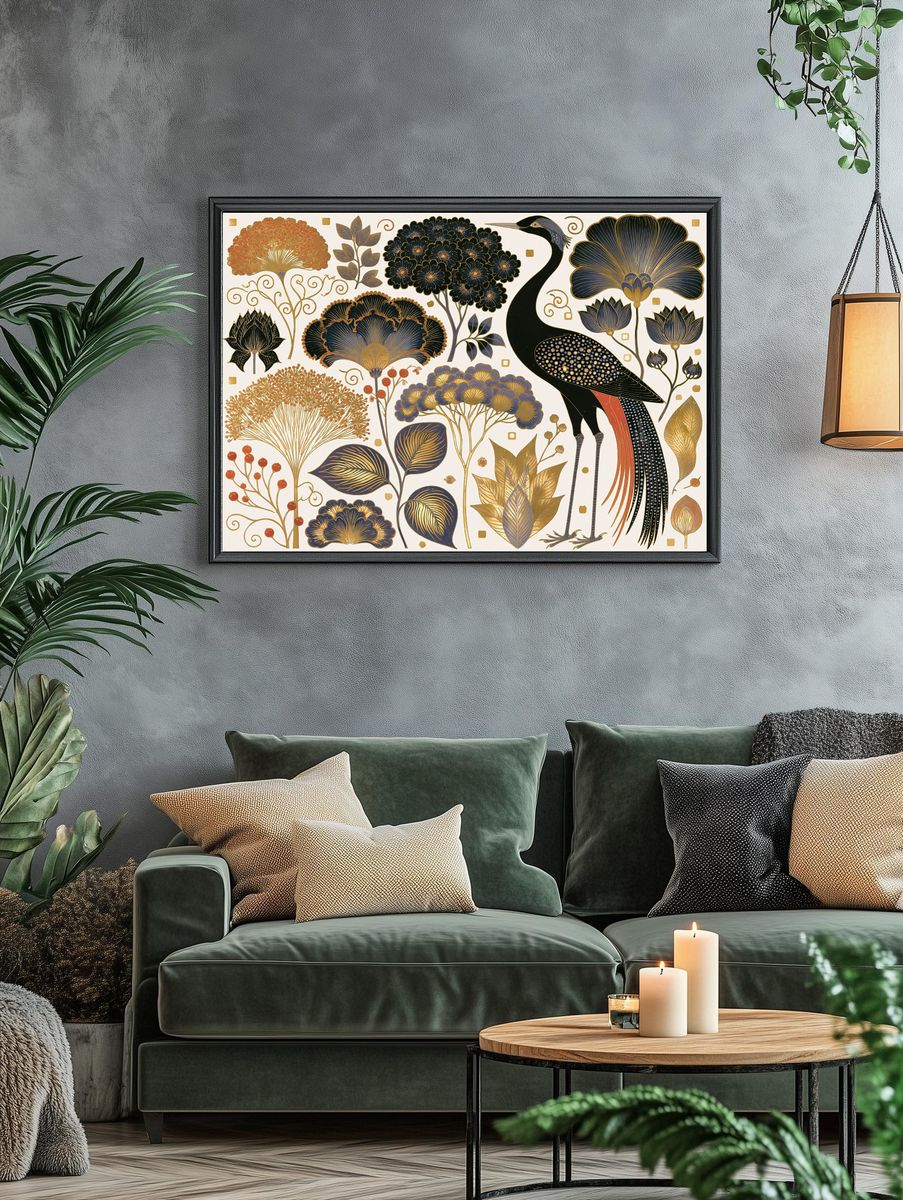 Art Nouveau Crane Botanical Print. — room view 4