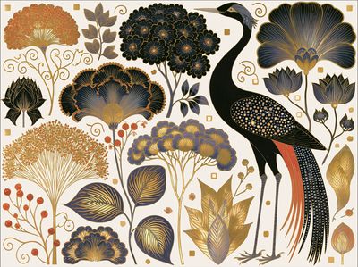 Art Nouveau Crane Botanical Print. poster