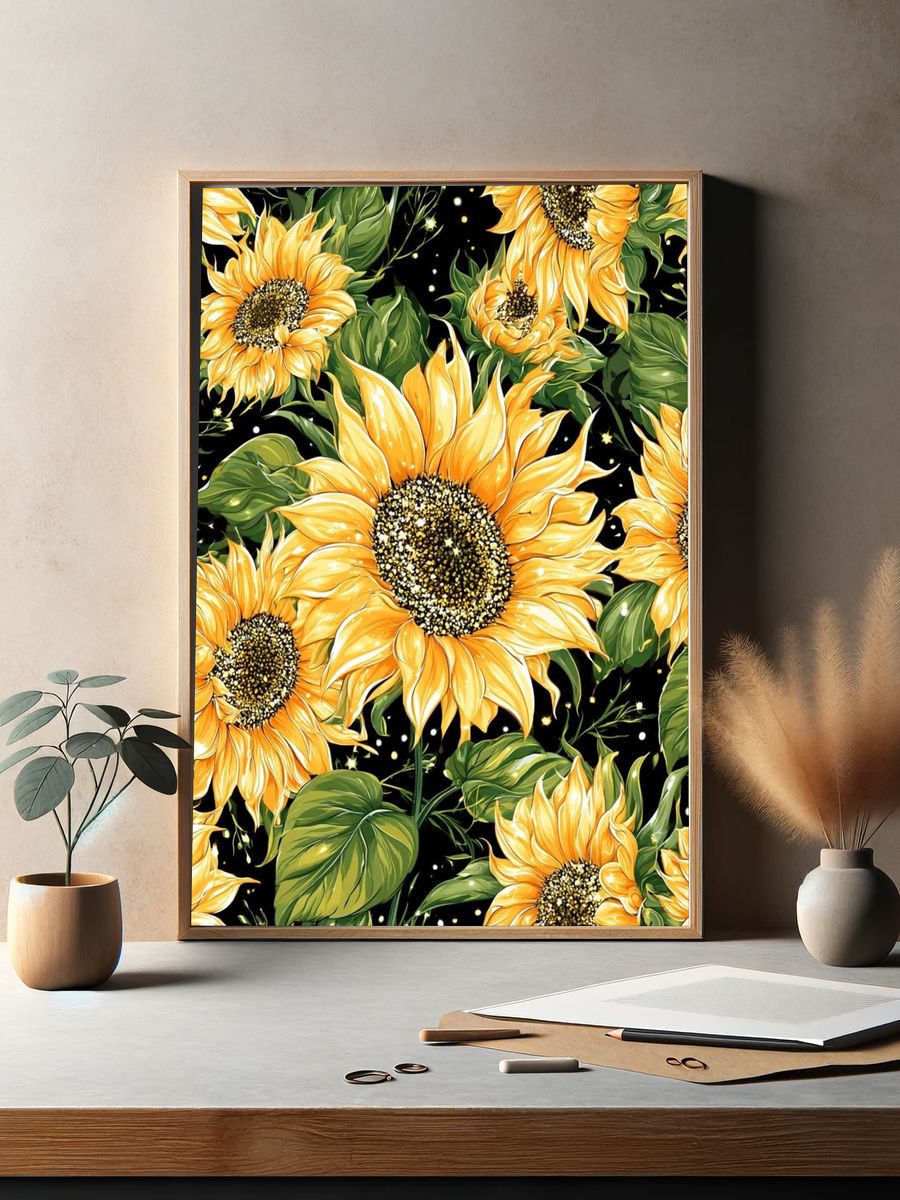 Sunflower Bloom Botanical Print. — room view 2