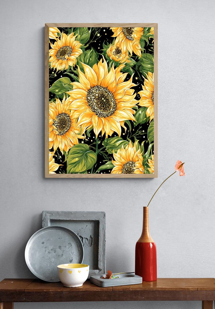 Sunflower Bloom Botanical Print. — room view 3