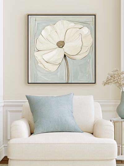 White Poppy Floral Illustration Poster.