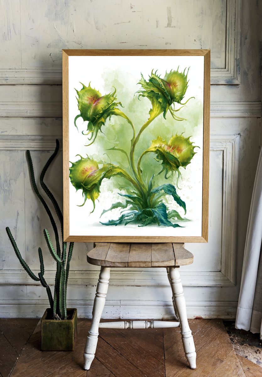 Green Carnivorous Plant Illustration Poster. room preview