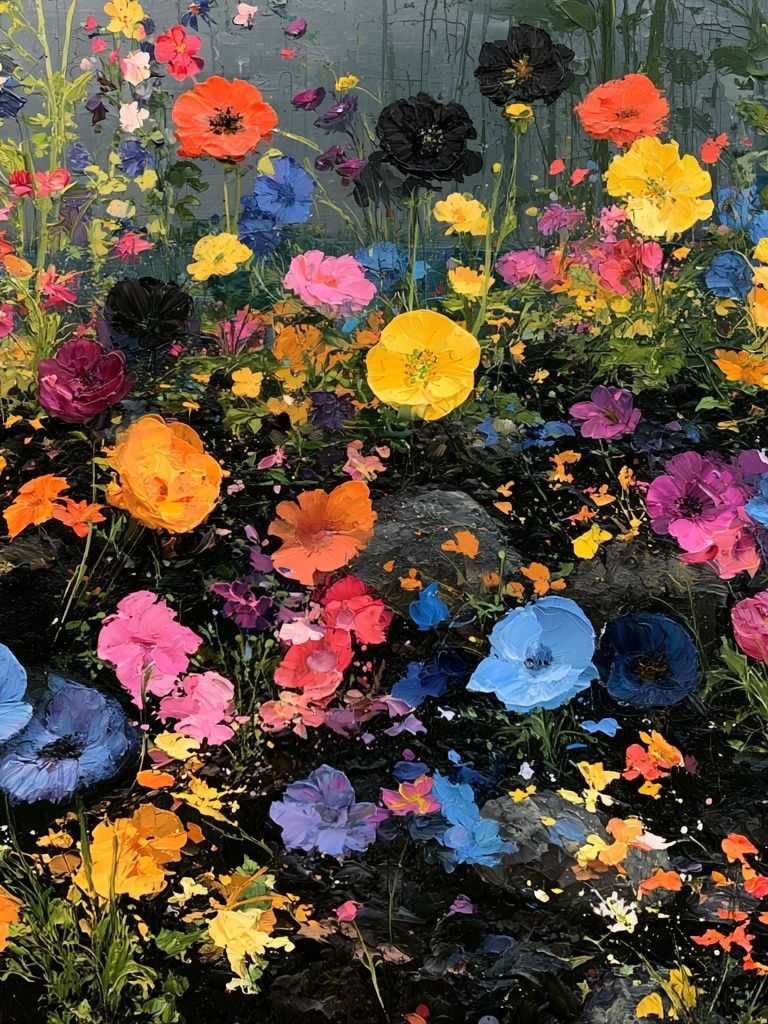 Colorful Wildflower Garden Print. poster — botanical art