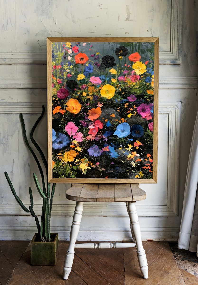 Colorful Wildflower Garden Print. room preview