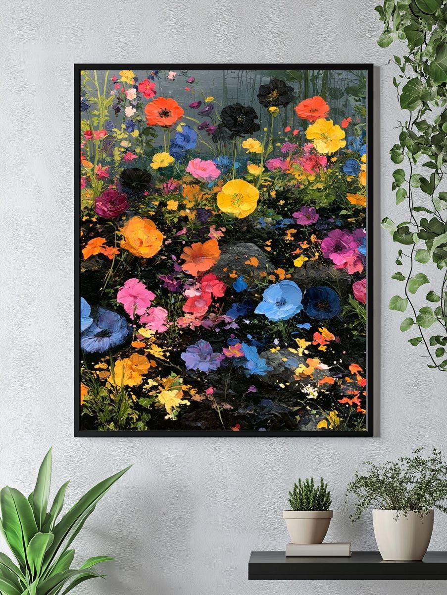 Colorful Wildflower Garden Print. — room view 4