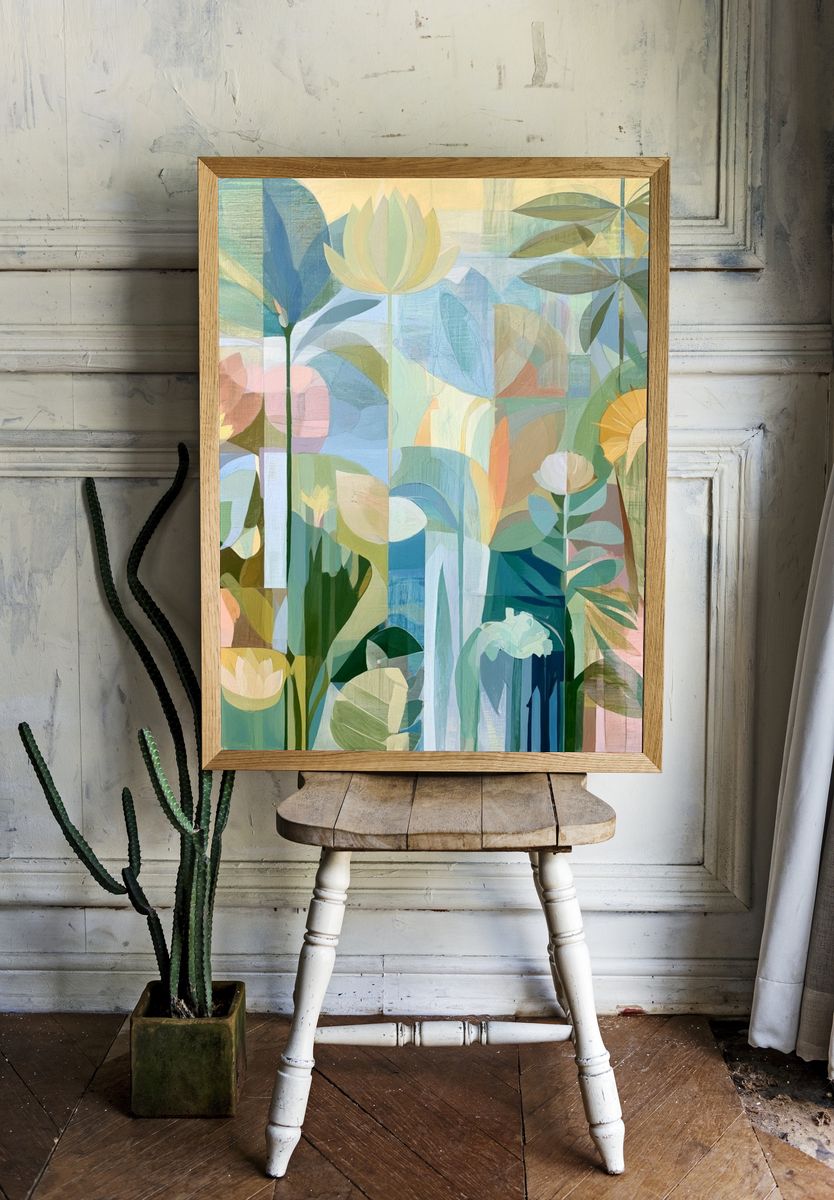 Pastel Botanical Garden Print. — room view 1