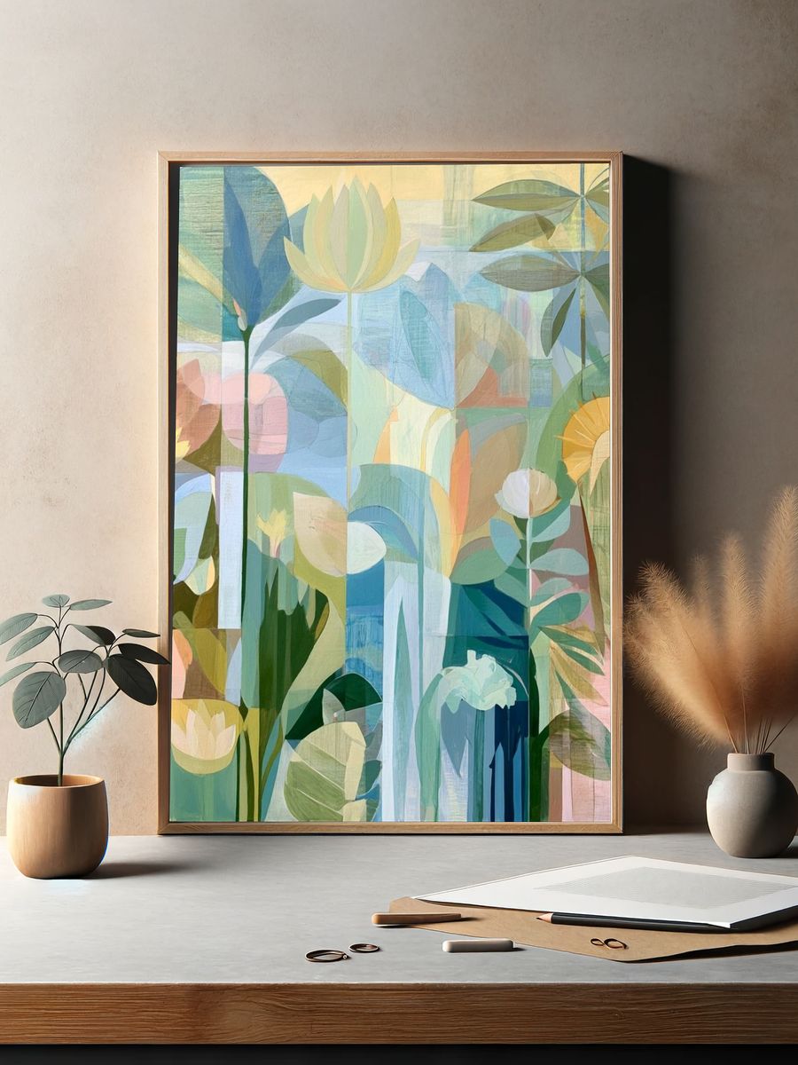Pastel Botanical Garden Print. — room view 2
