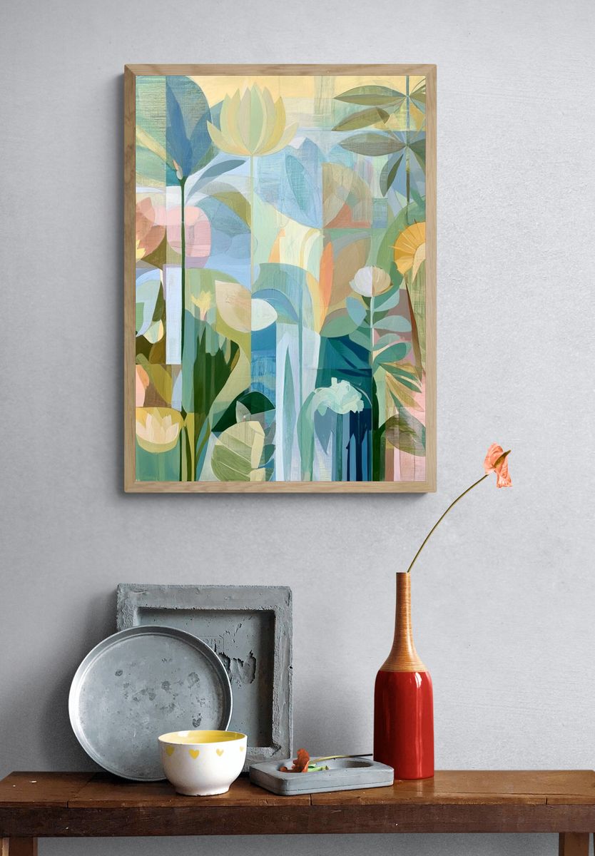 Pastel Botanical Garden Print. — room view 3