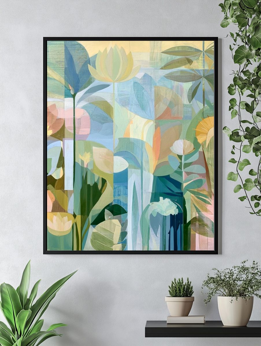 Pastel Botanical Garden Print. — room view 4