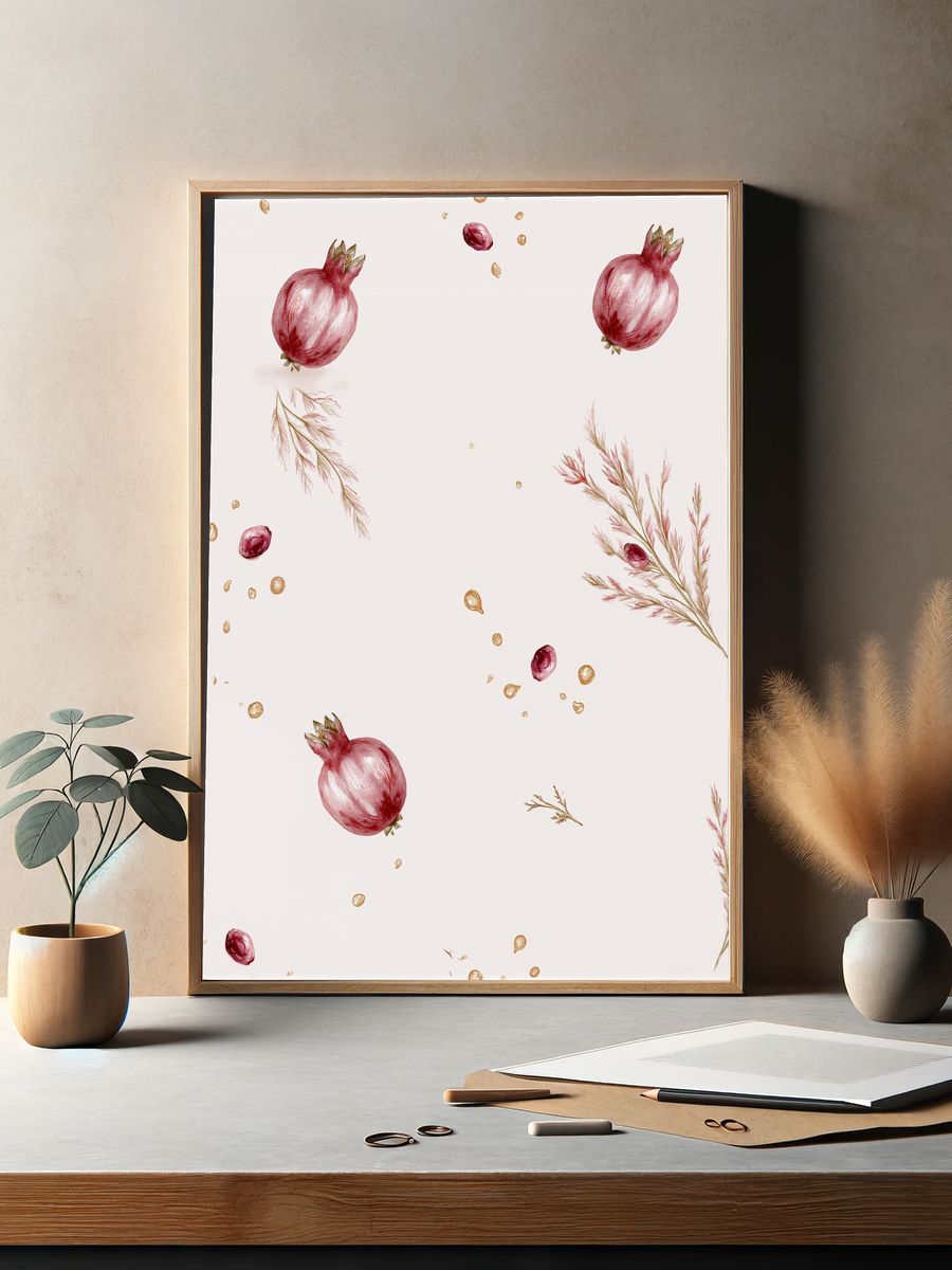 Pomegranate Botanical Print. — room view 2