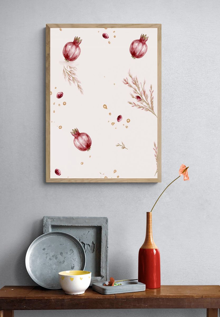 Pomegranate Botanical Print. — room view 3