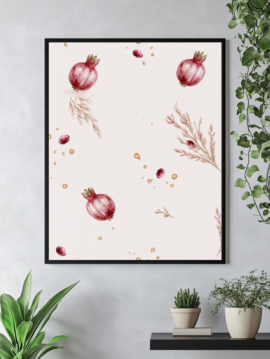 Pomegranate Botanical Print. — room view 4