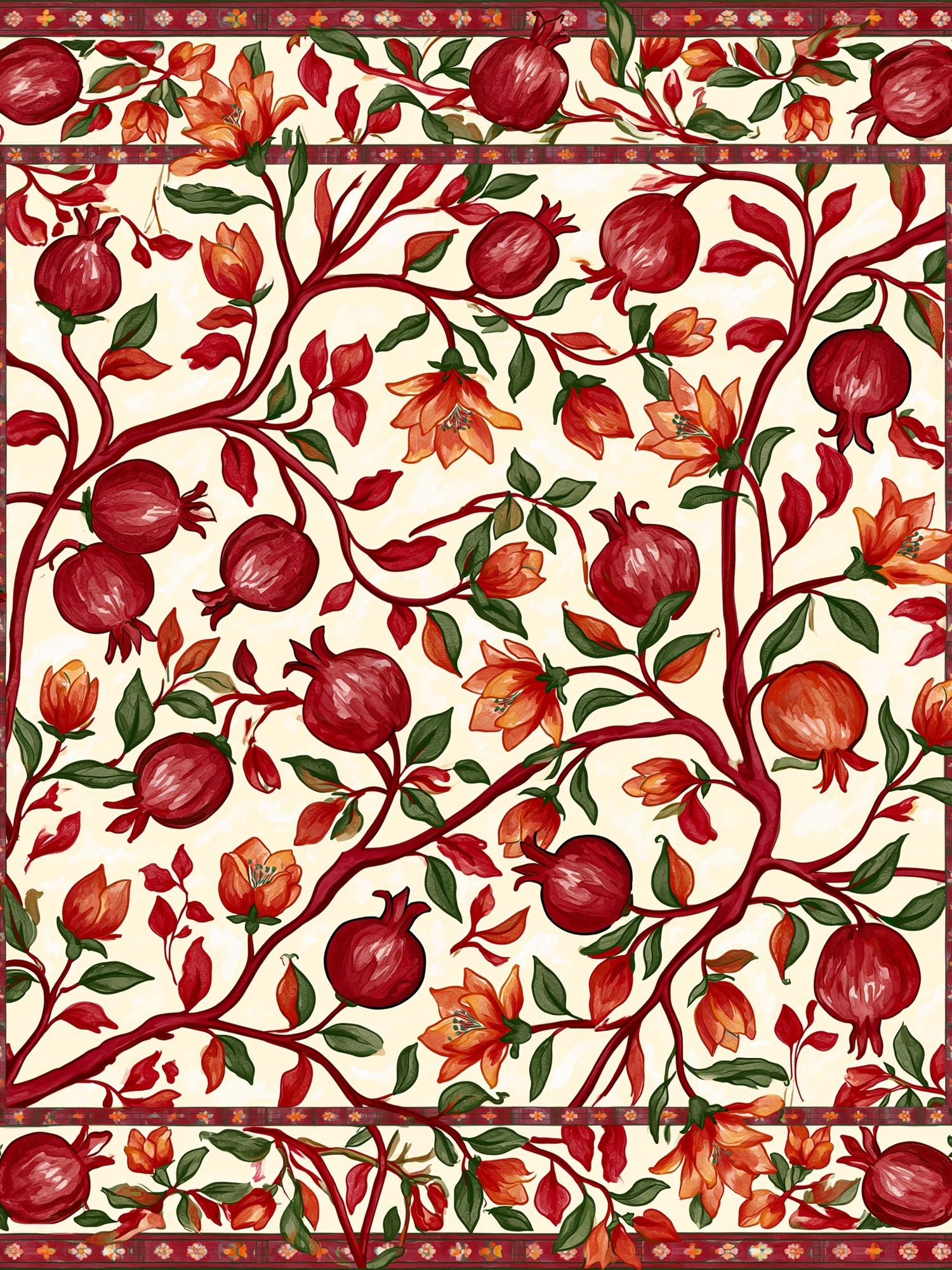 Pomegranate Vine Botanical Print. poster detail