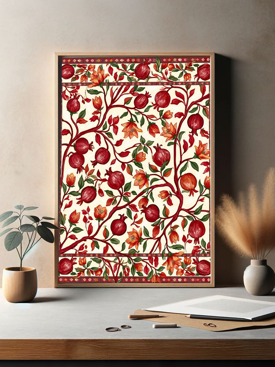 Pomegranate Vine Botanical Print. — room view 2