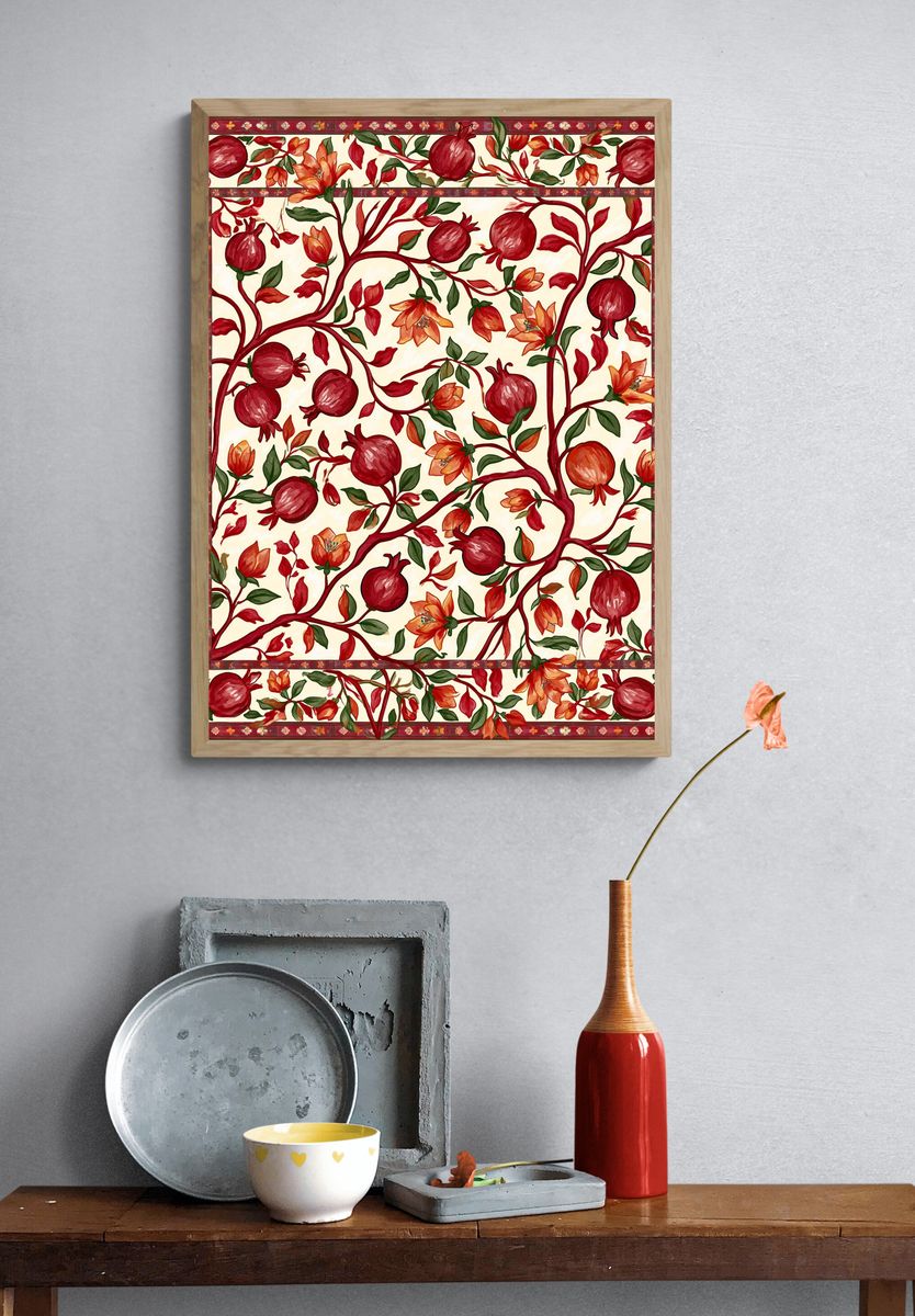 Pomegranate Vine Botanical Print. — room view 3