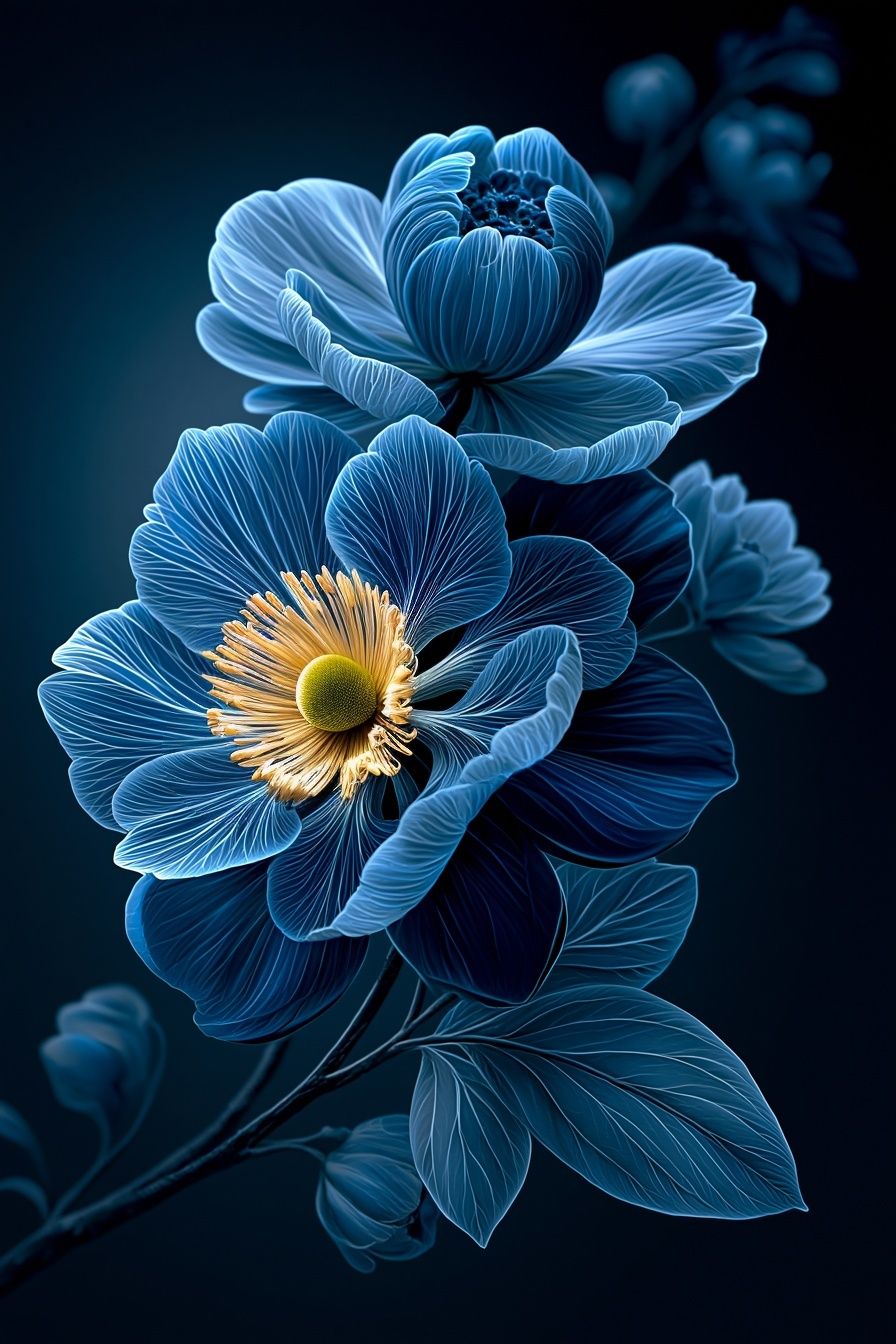 Blue Floral Bloom Poster. poster — botanical art