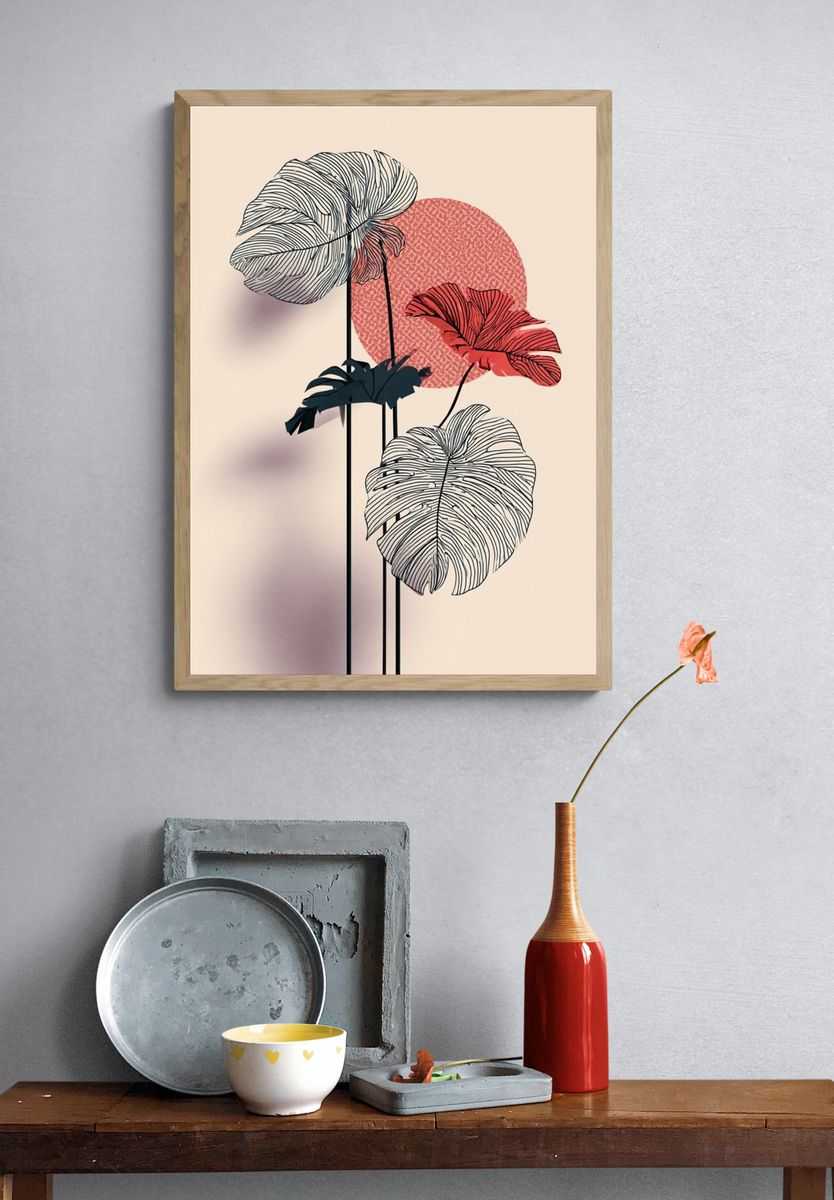 Tropical Leaves Botanical Print. — room view 3