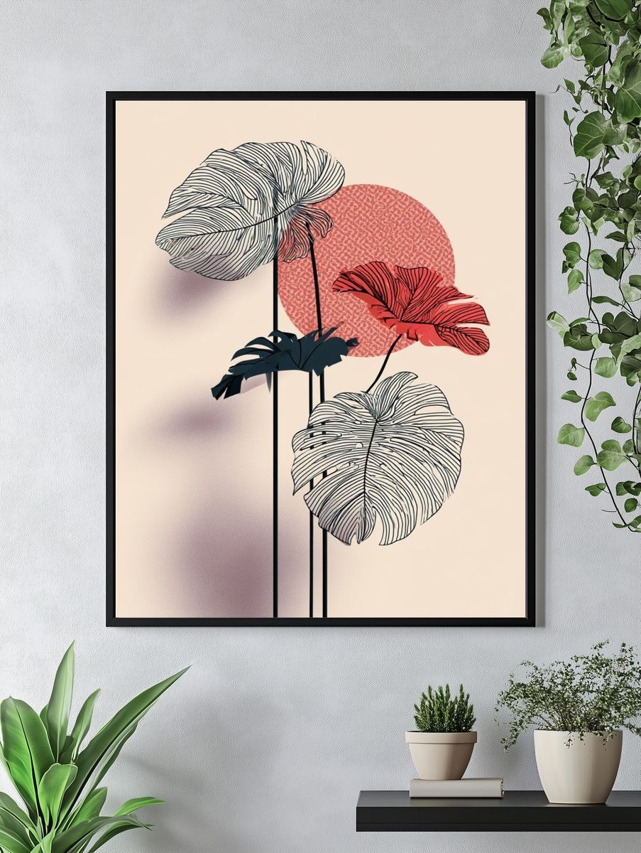 Tropical Leaves Botanical Print. — room view 4