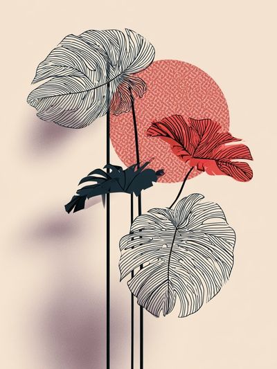 Tropical Leaves Botanical Print.