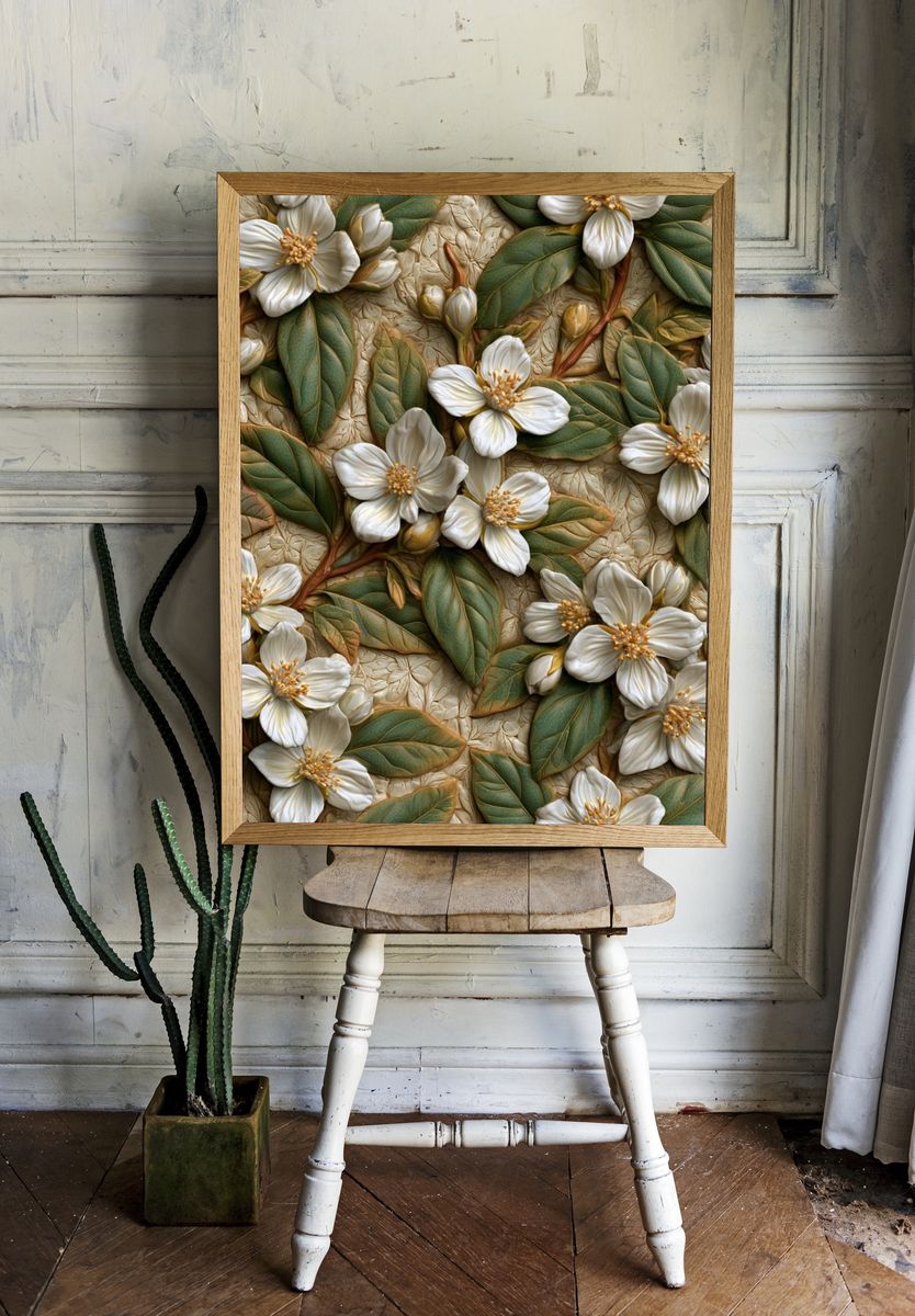 Jasmine Blooms Botanical Print. — room view 1