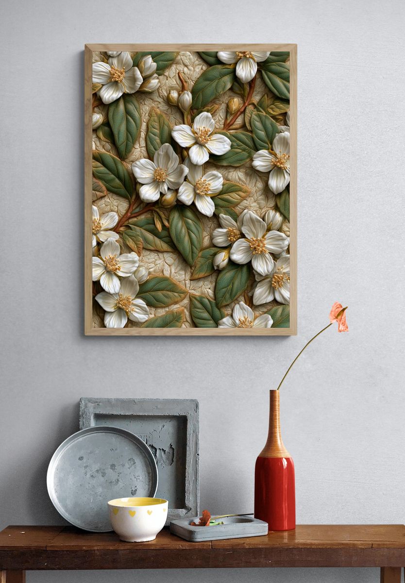 Jasmine Blooms Botanical Print. — room view 3