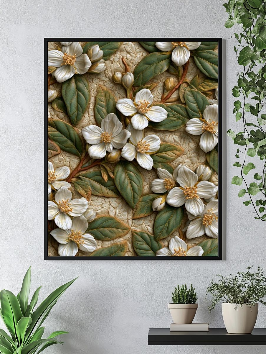 Jasmine Blooms Botanical Print. — room view 4