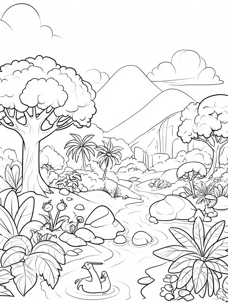 Tropical Jungle Line Art Poster. poster — botanical art