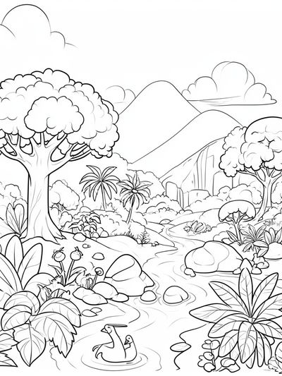 Tropical Jungle Line Art Poster. poster