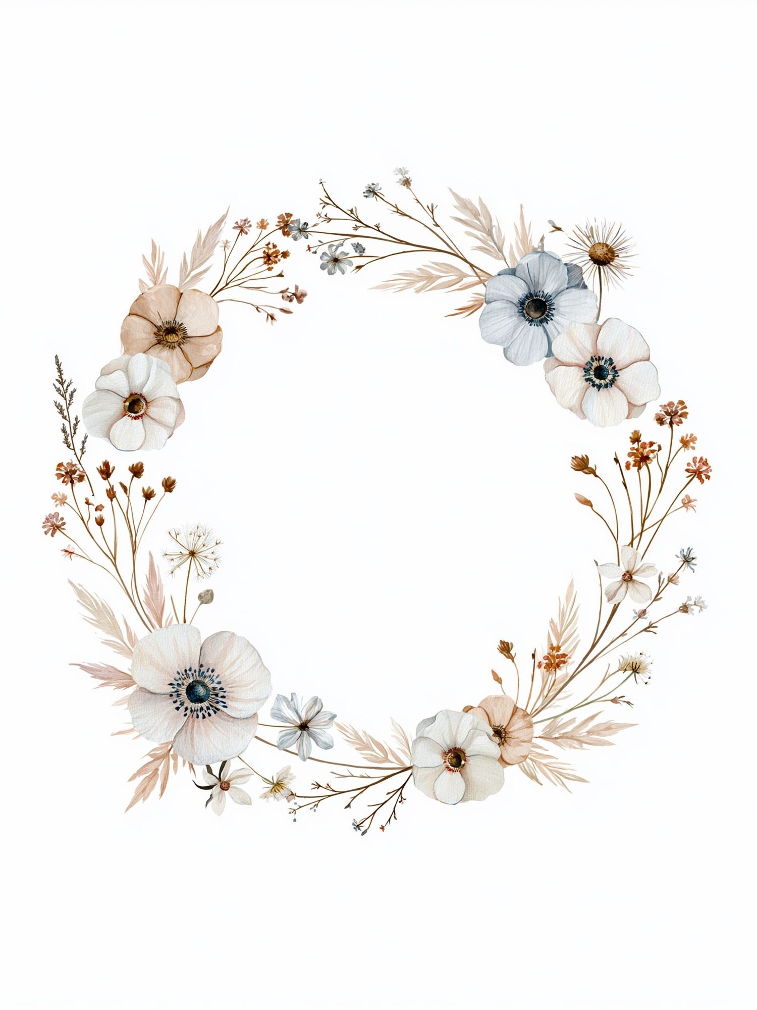 Boho Floral Wreath Print. poster detail