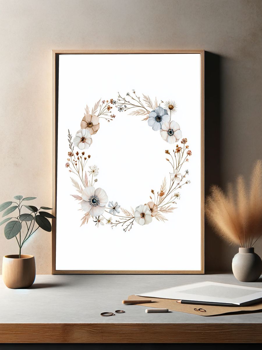 Boho Floral Wreath Print. — room view 2