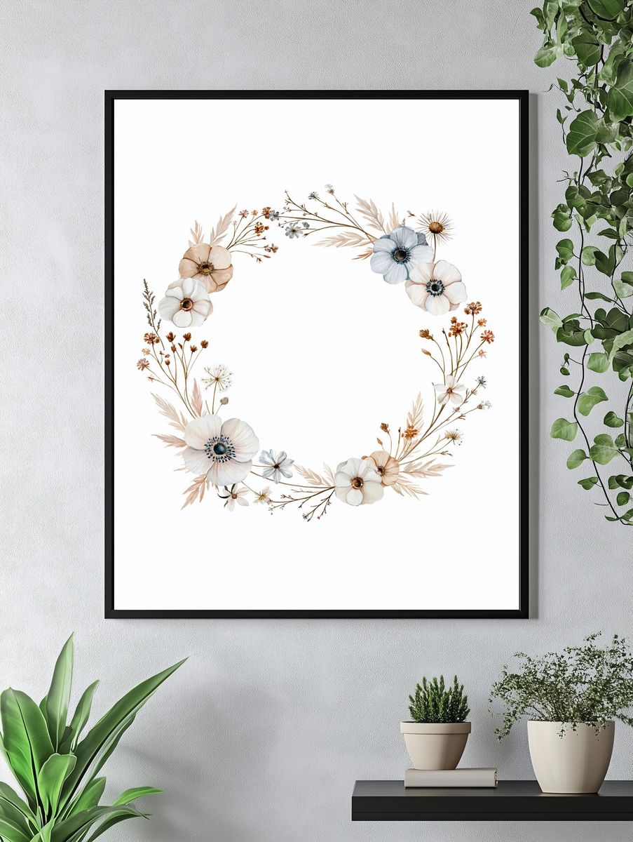 Boho Floral Wreath Print. — room view 4