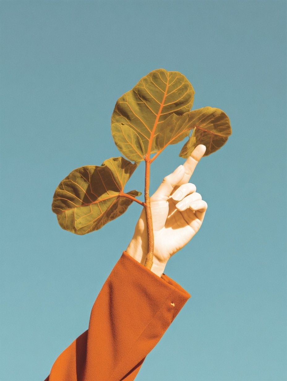 Hand and Leaf Minimalist Print. poster — botanical art