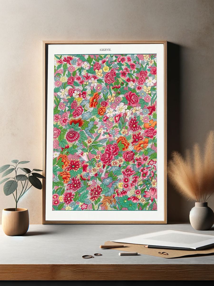 Colorful flower pattern, Examples Chinese. — room view 2