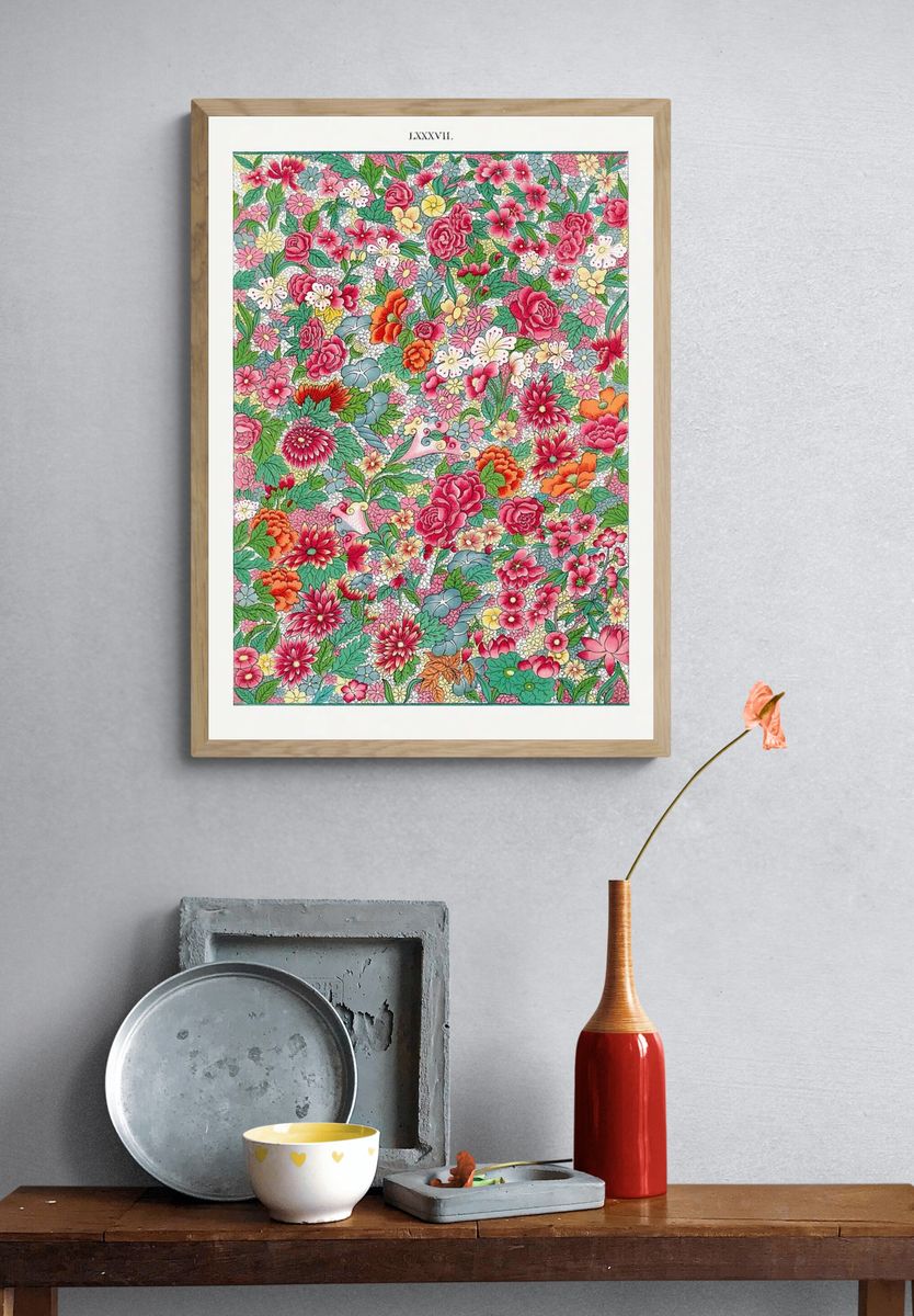 Colorful flower pattern, Examples Chinese. — room view 3