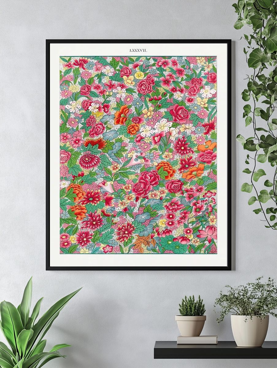 Colorful flower pattern, Examples Chinese. — room view 4