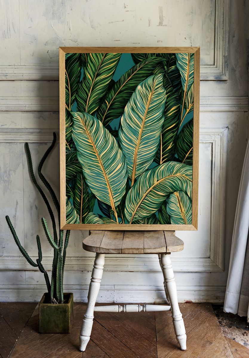 Tropical Palm Leaves Botanical Poster. room preview