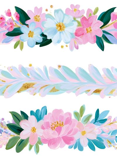 Pastel Floral Garland Illustration Poster.