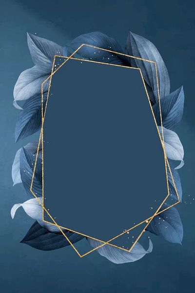Hexagon foliage frame blue background. poster print