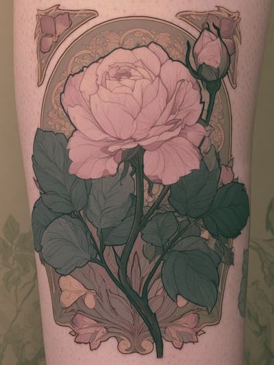 Pink Rose Botanical Print.