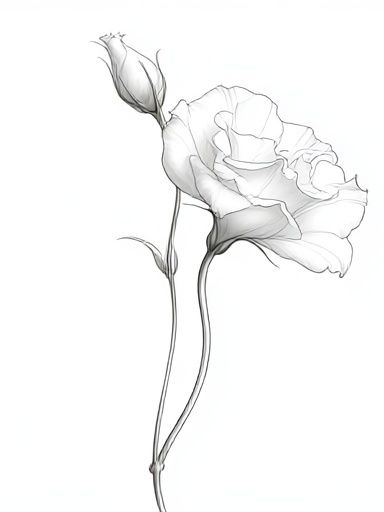 White Rose Line-Art Poster. poster — botanical art