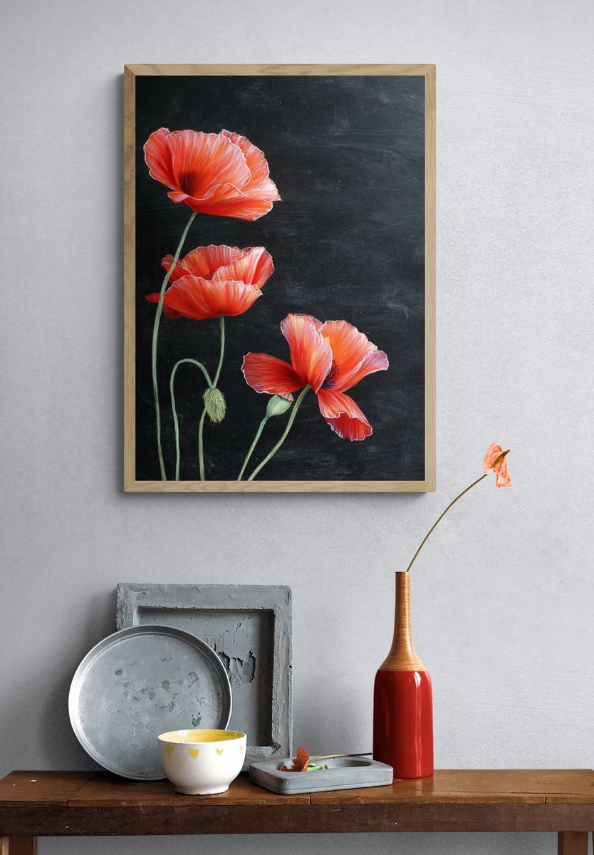 Red Poppies Botanical Print. — room view 3