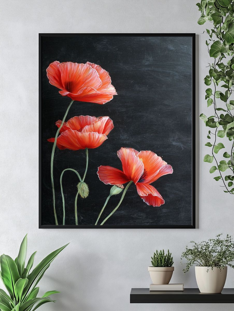Red Poppies Botanical Print. — room view 4