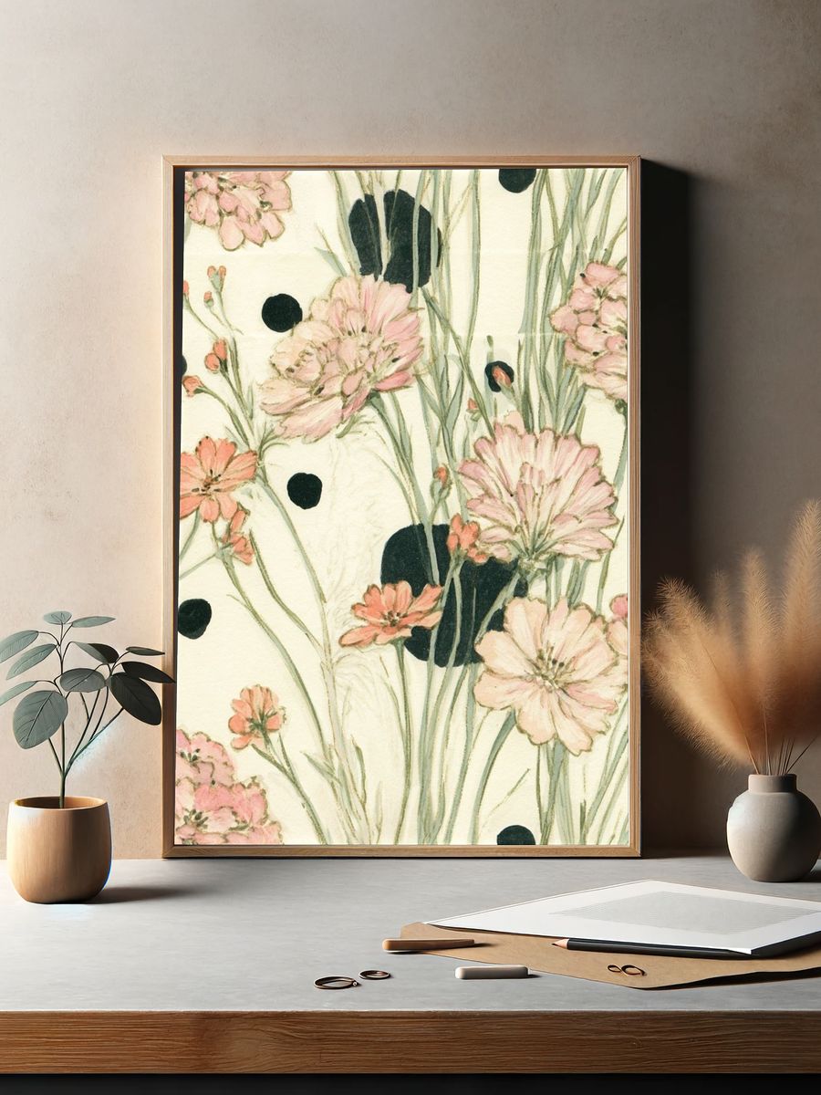 Pastel Wildflower Botanical Print. — room view 2