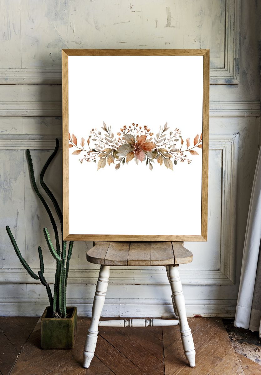Autumn Botanical Garland Print. room preview