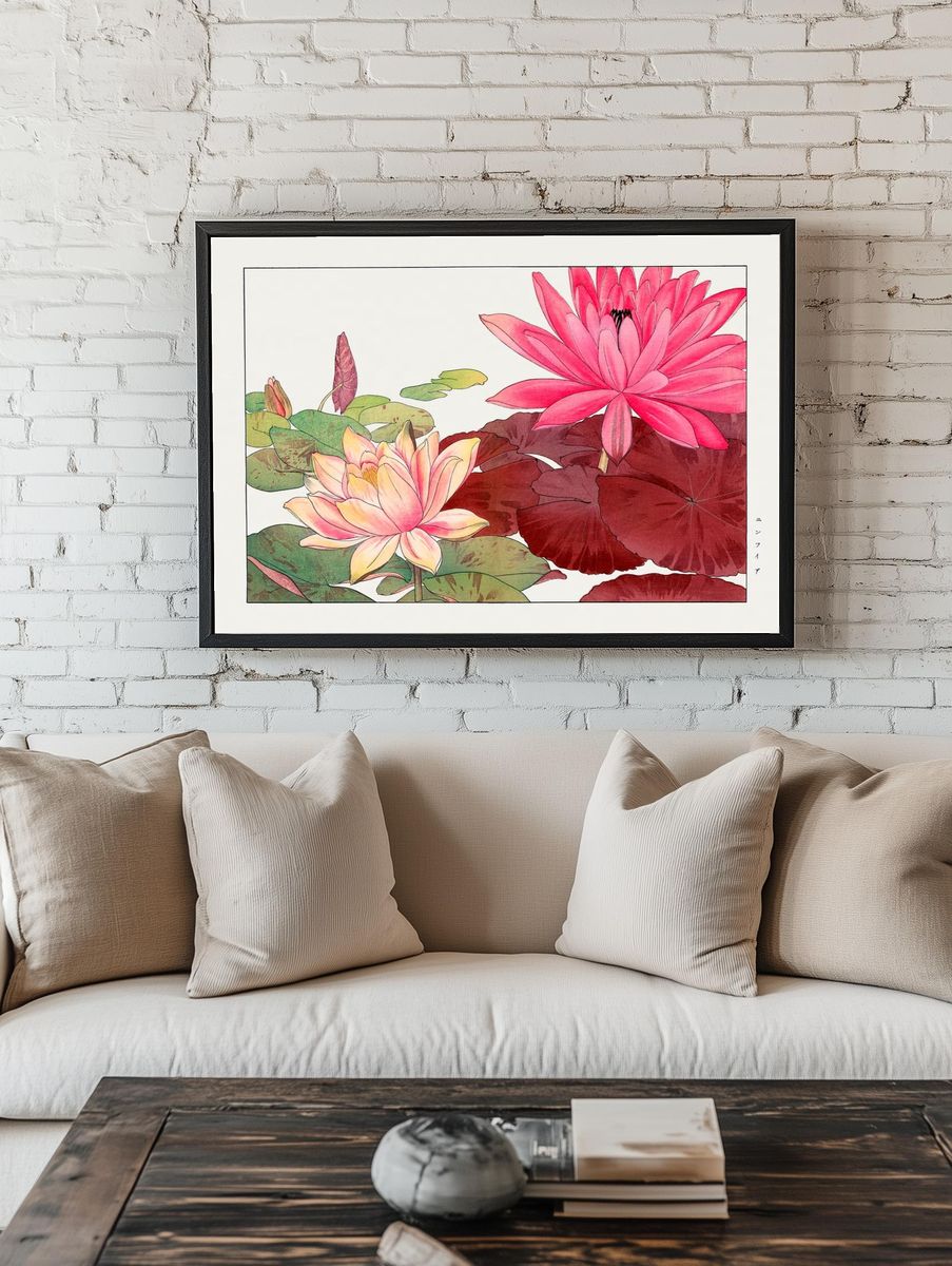 Nymphaea lotus, Japanese woodblock art. — room view 1