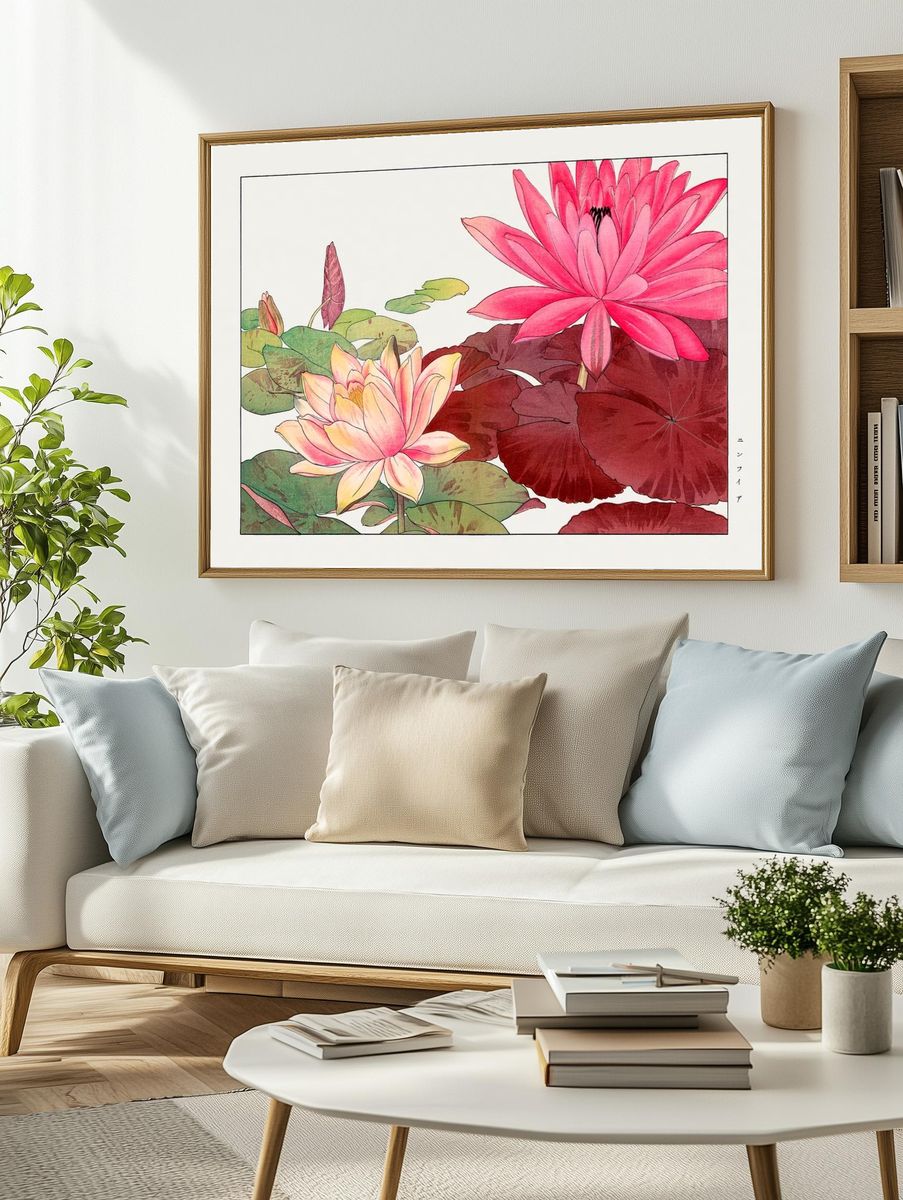 Nymphaea lotus, Japanese woodblock art. — room view 2