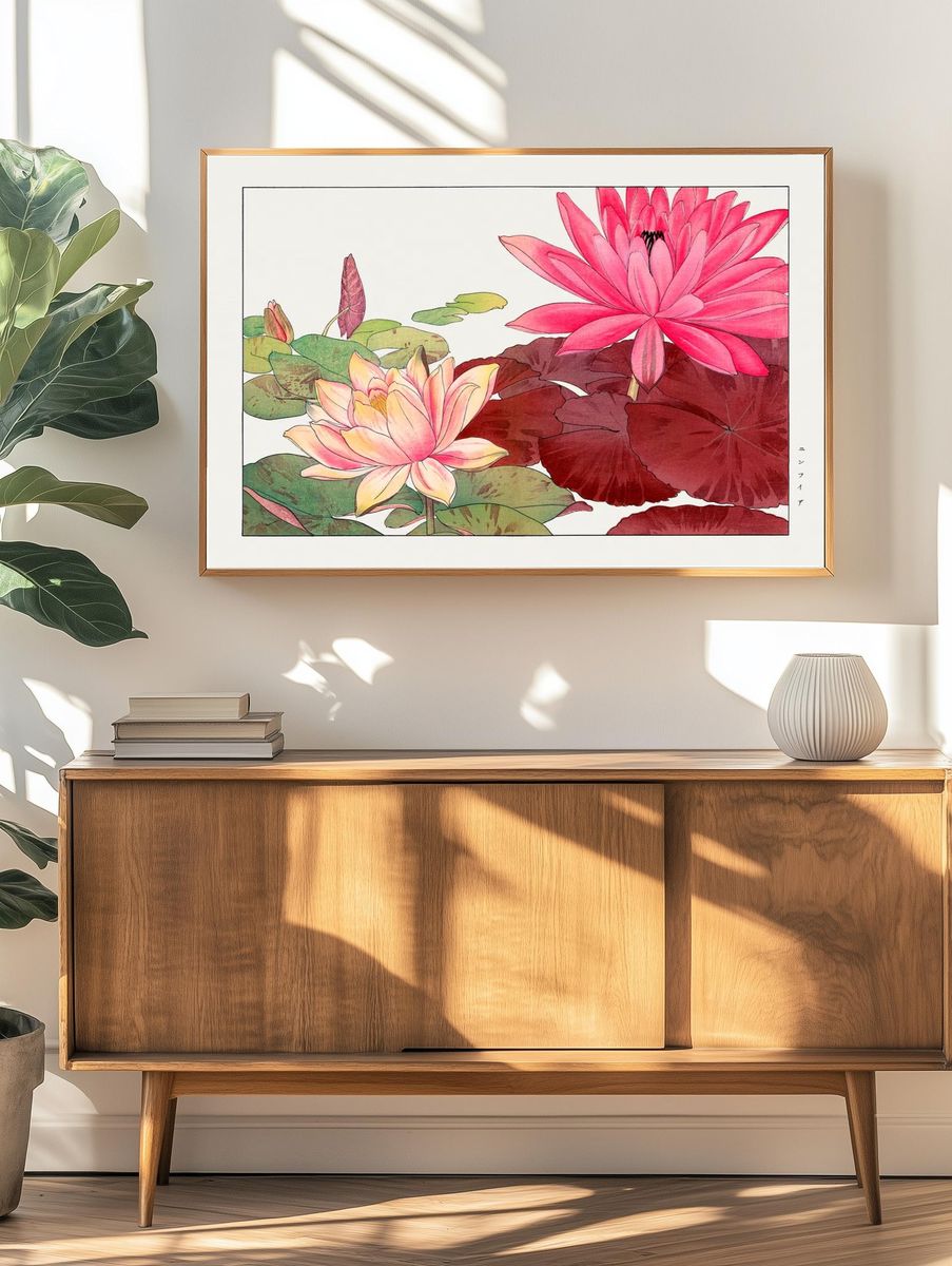 Nymphaea lotus, Japanese woodblock art. — room view 3